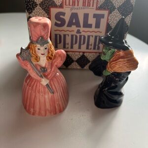 Wizard of Oz Witches of the east and west.Salt & Pepper Shakers - Pink and Black